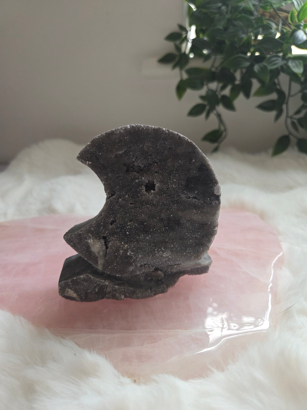 Druzy Crescent Moon