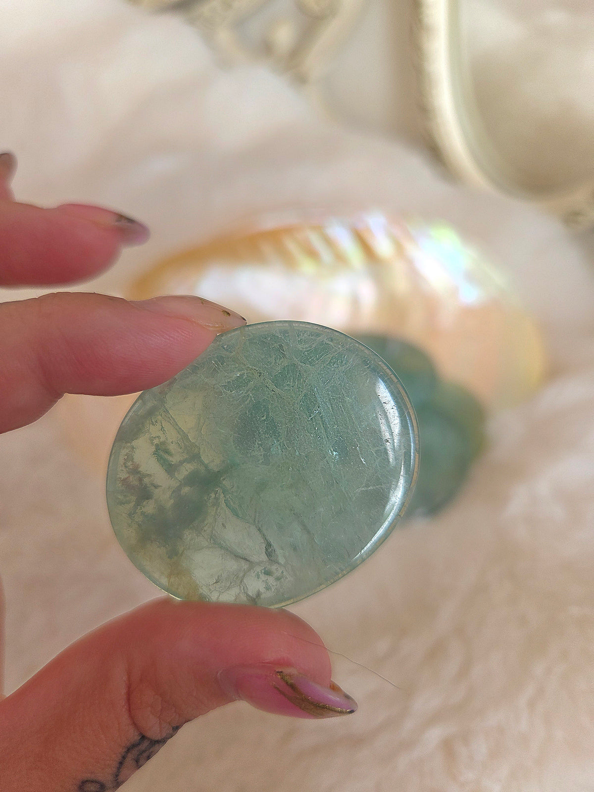 Flourite flat worry stone