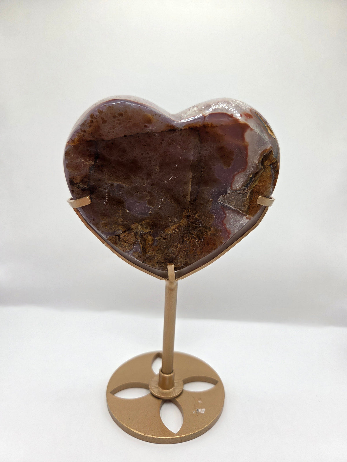 Amethyst Heart On Gold Stand