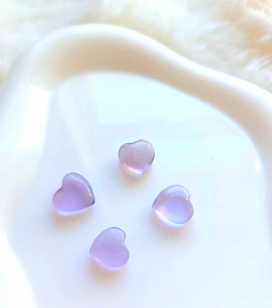 Purple Flourite Mini Hearts