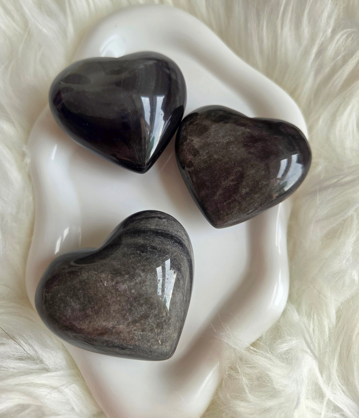 Silver Sheen Obsidian Heart