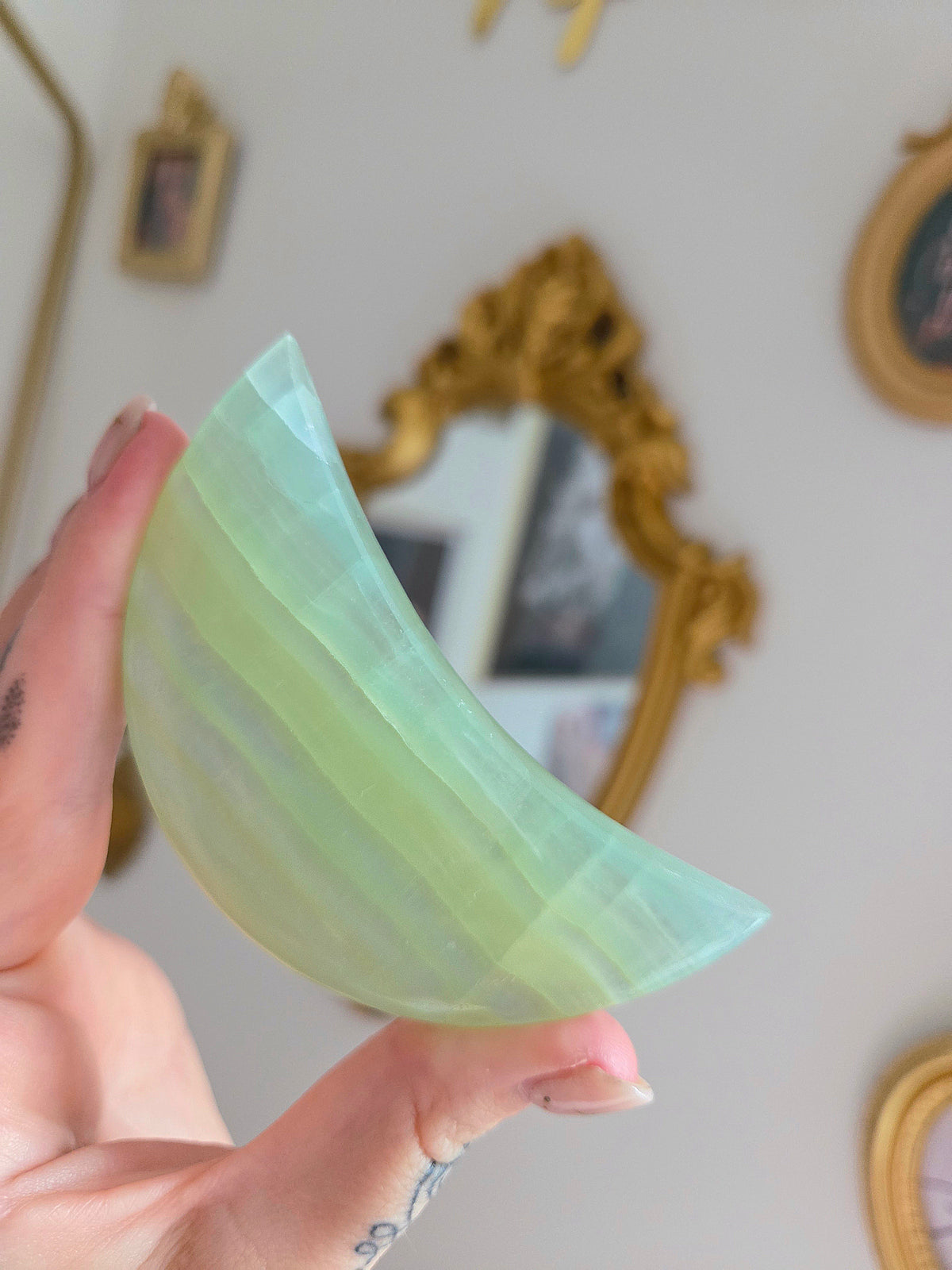Pistachio Calcite Moon