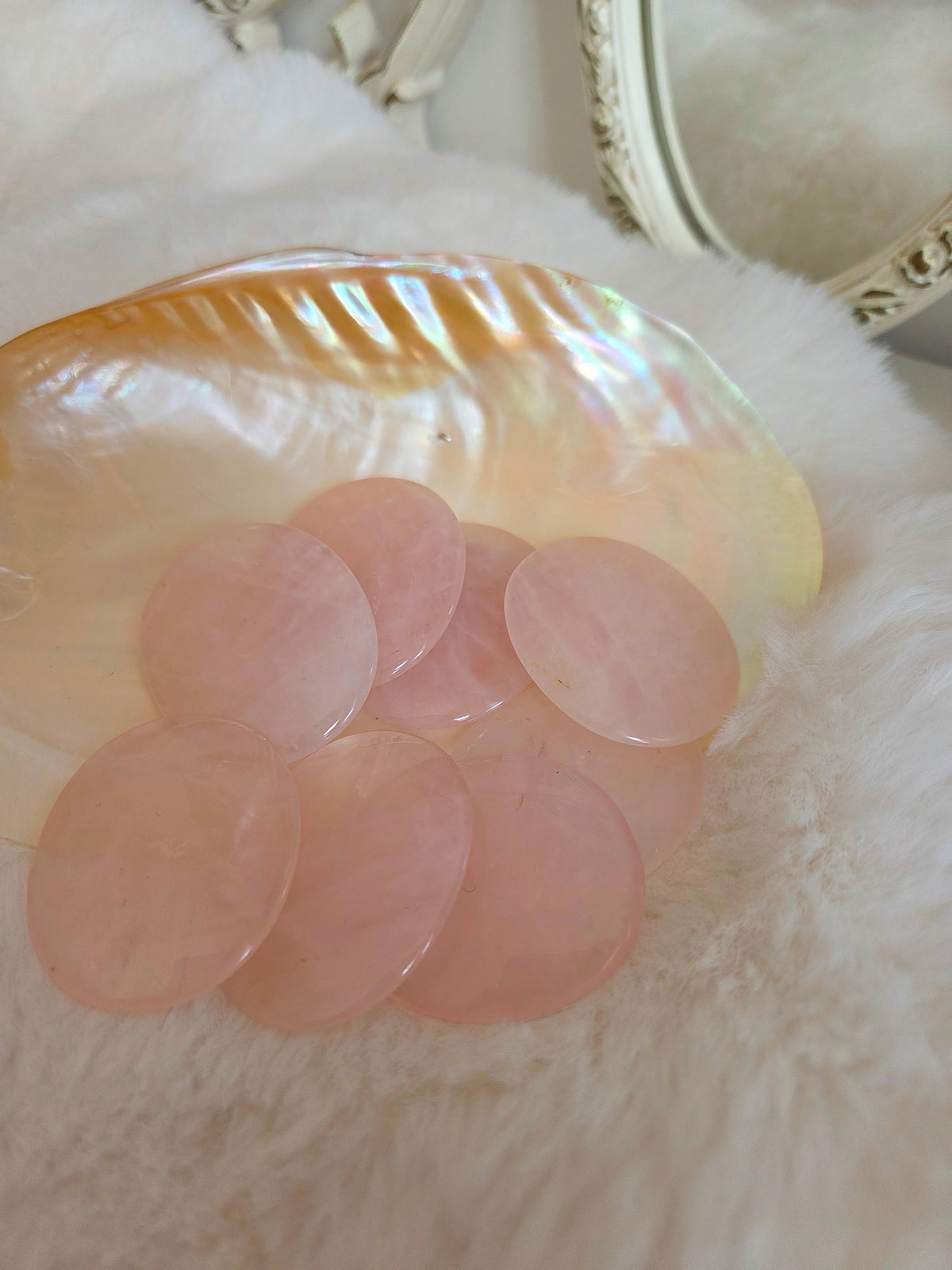 Rose quartz flat worry stone