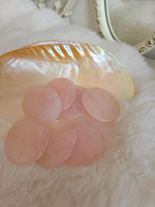 Rose quartz flat worry stone