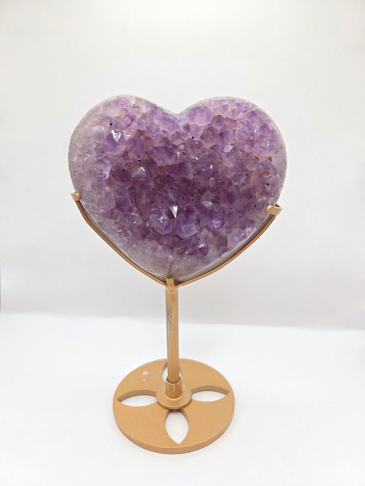 Amethyst Heart On Gold Stand