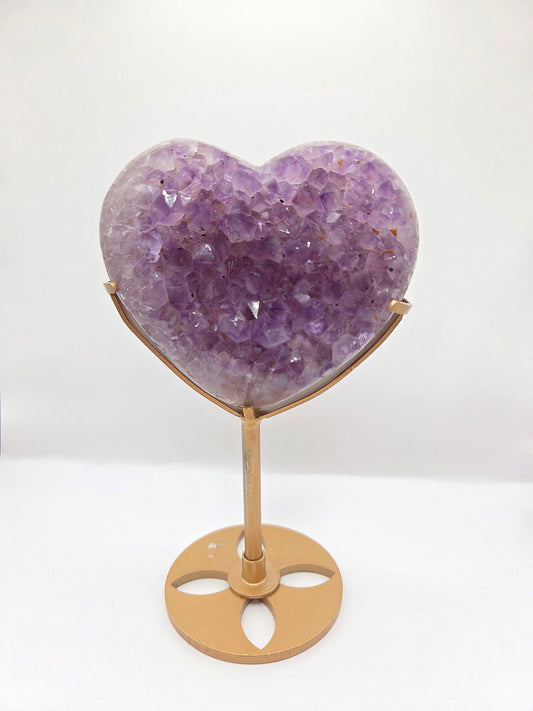 Amethyst Heart On Gold Stand