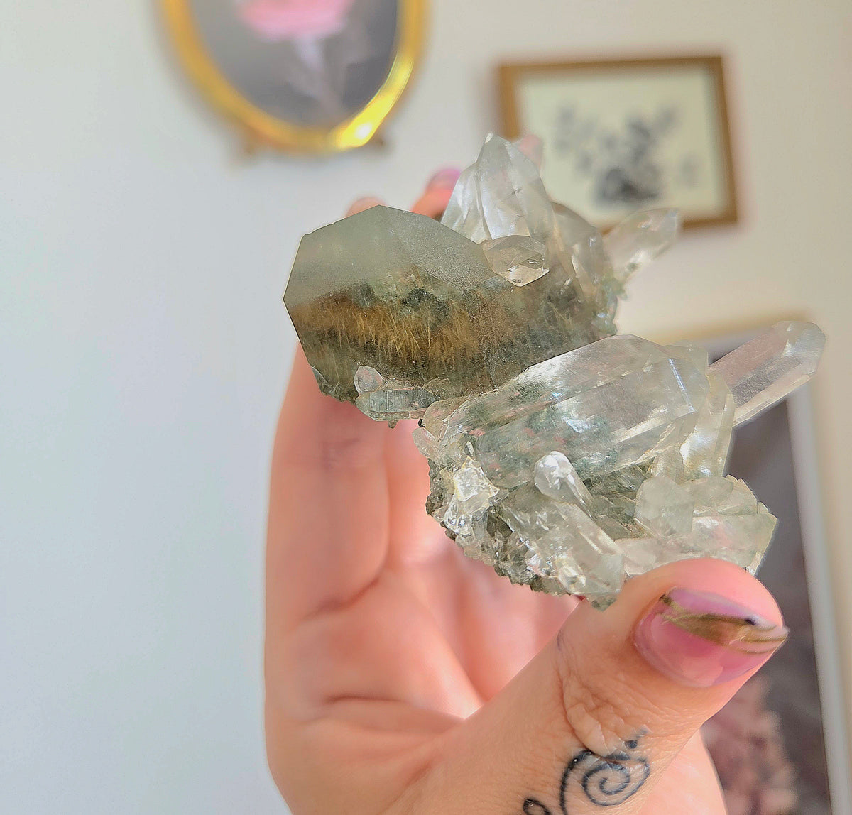 Quartz with Golden Rutile & Chlorite inclusions