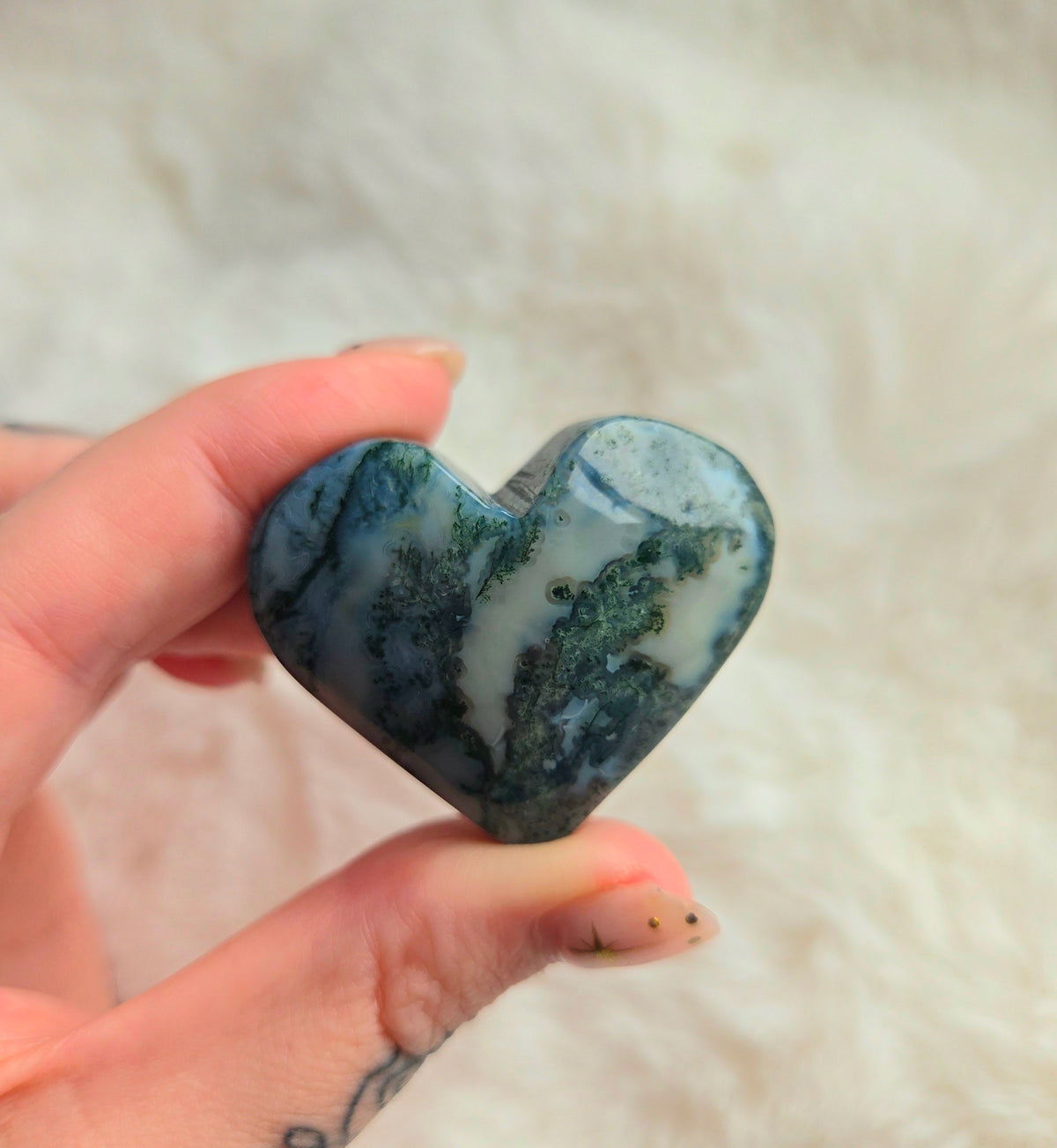 Moss Agate Hearts