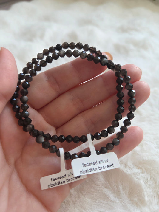 Faceted Silver Sheen Obsidian