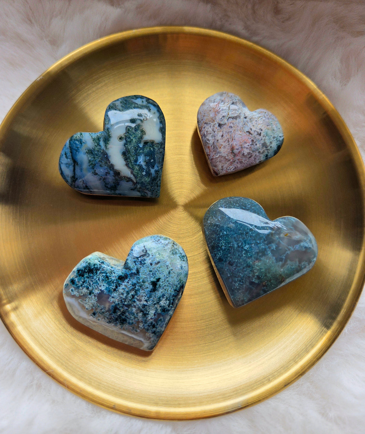 Moss Agate Hearts