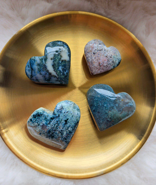 Moss Agate Hearts