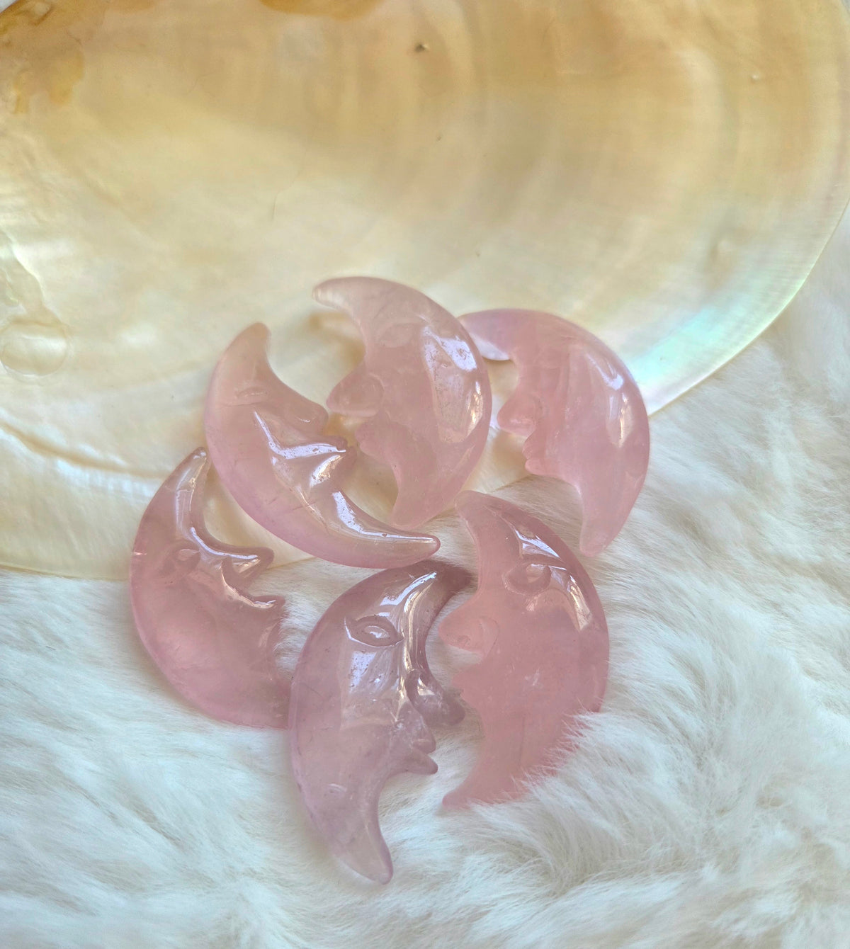 Rose Quartz Moon Face