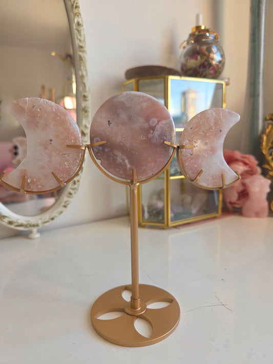 Pink Amethyst Triple Moon