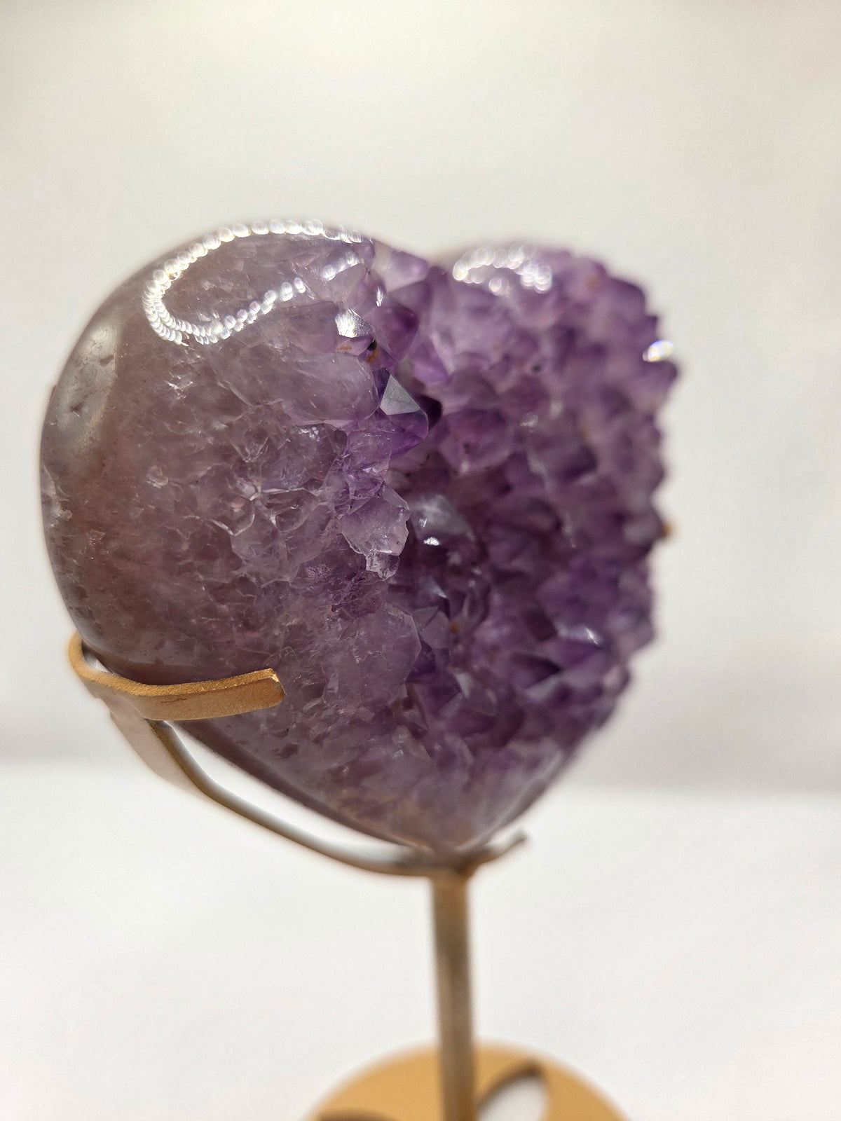 Amethyst Heart On Gold Stand