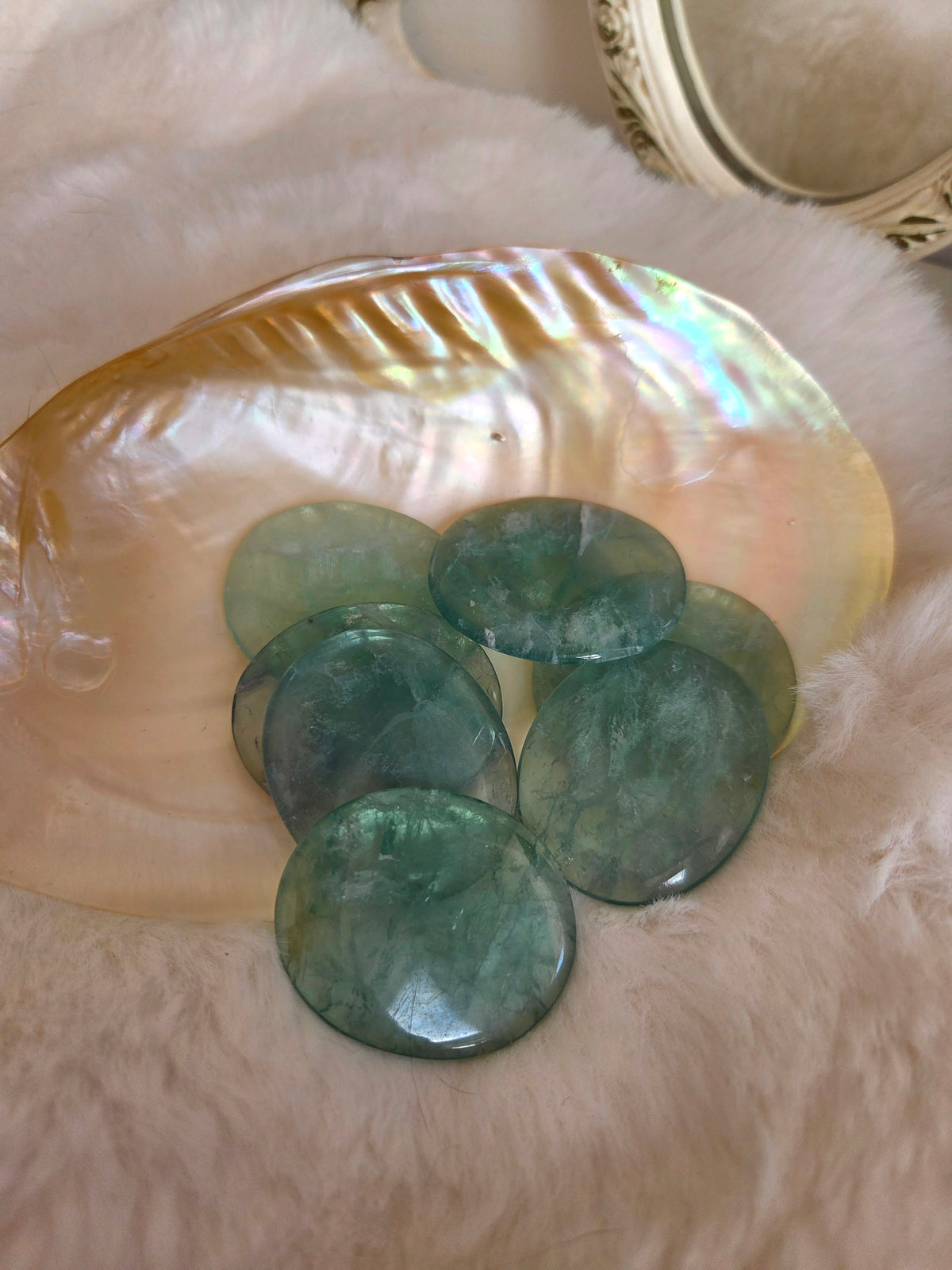 Flourite flat worry stone